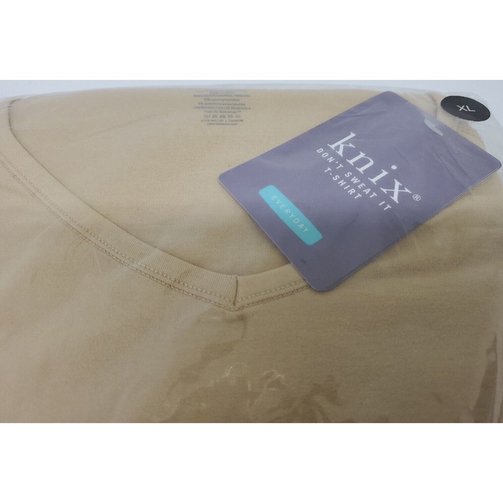 Knix Don't Sweat It Shapewear Compression T-shirt XL Beige Tee No Odor No Rings - Picture 2 of 7